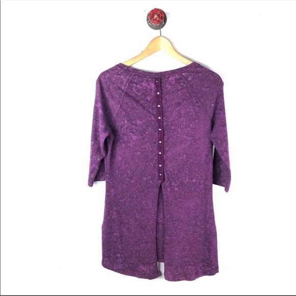 Free People We The Free Tee Purple XS Split Back - Picture 4 of 7